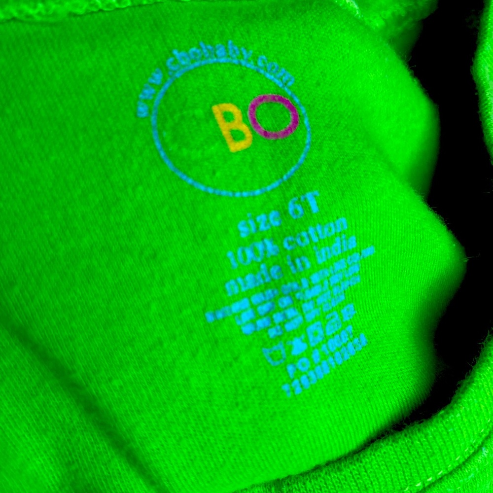 Green shirt too small for my nephew.